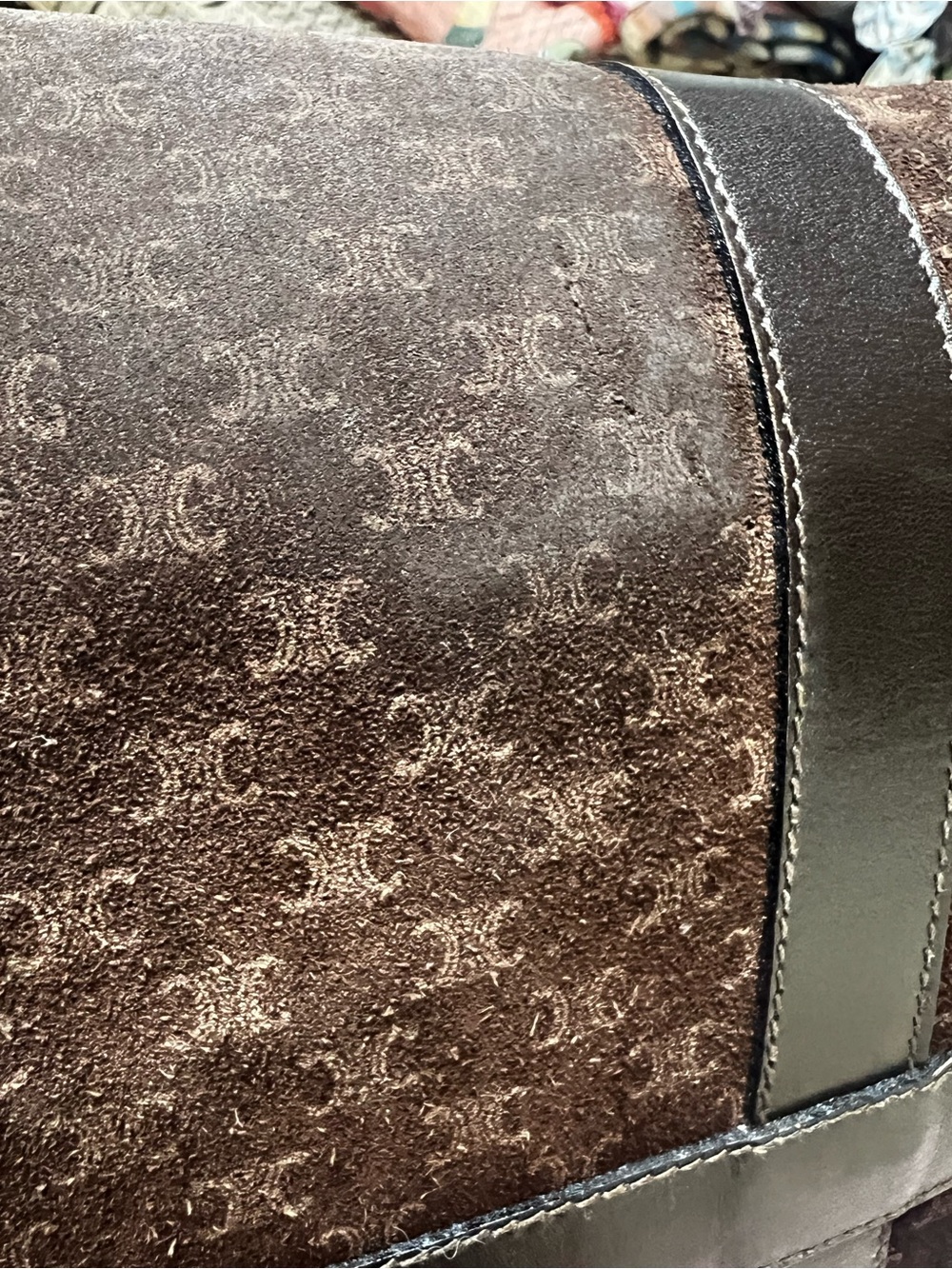 CELINE MACADAM VINTAGE SUEDE BOSTON BAG - Picture 14 of 17